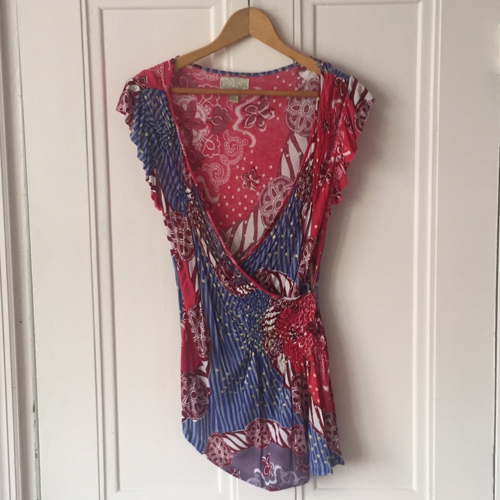 Anthropologie crossfront assymmetical shirt M